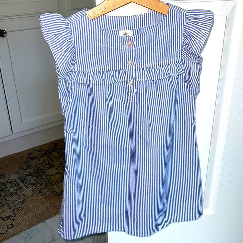 Crewcuts girls’ blue/white striped ruffled nightgown